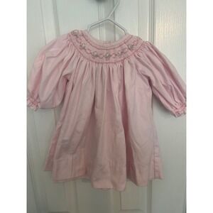 House of Hatten Pink Smocked Floral Embroidered Bishop Dress Baby Girls 6 Months